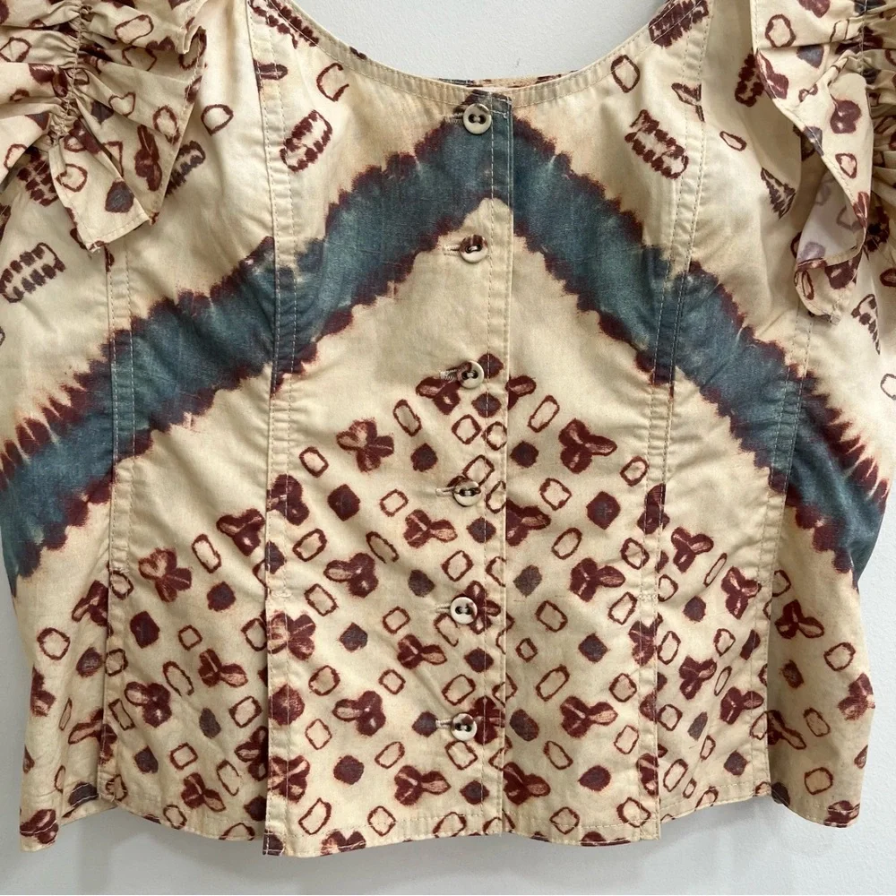 Ulla Johnson Milla Ruffled Button Up Corset Top Boho Western Coachella Size 4 - Picture 8 of 15
